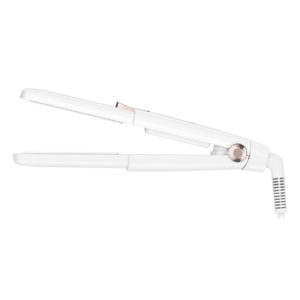 A compact, travel-sized flat iron with ceramic plates and a lightweight design, perfect for on-the-go hairstyling for women who travel.