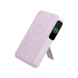 A sleek, pink portable phone charger with a compact design, ideal for keeping devices powered on the go. A practical and stylish travel accessory for women who travel.