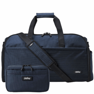 A navy weekender bag for men — a gift idea for men that travel.