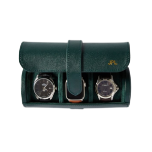 Compact travel watch roll organizer for men shown in our men's gift guide — ideal for jet-setting watch collectors.