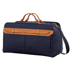 Navy weekender bag for men with sturdy handles, perfect for his weekend getaways — featured in a men's travel gift guide.