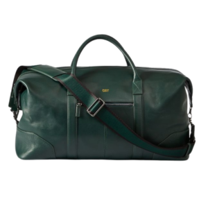 A sophisticated men’s weekender bag made from leather, a luxury gift option in our men’s travel gift guide.