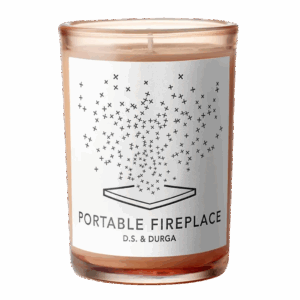 A designer candle for men by D.S. & Durga in the scent Portable Fireplace