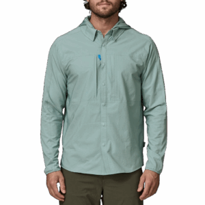 A teal UV sun protection shirt for a man, featured in a men's gift guide.